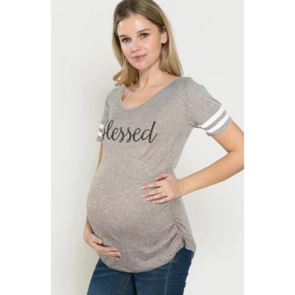 Maternity T-Shirt "Blessed" Slogan Short Sleeve Casual Fit Large - Picture 1 of 7